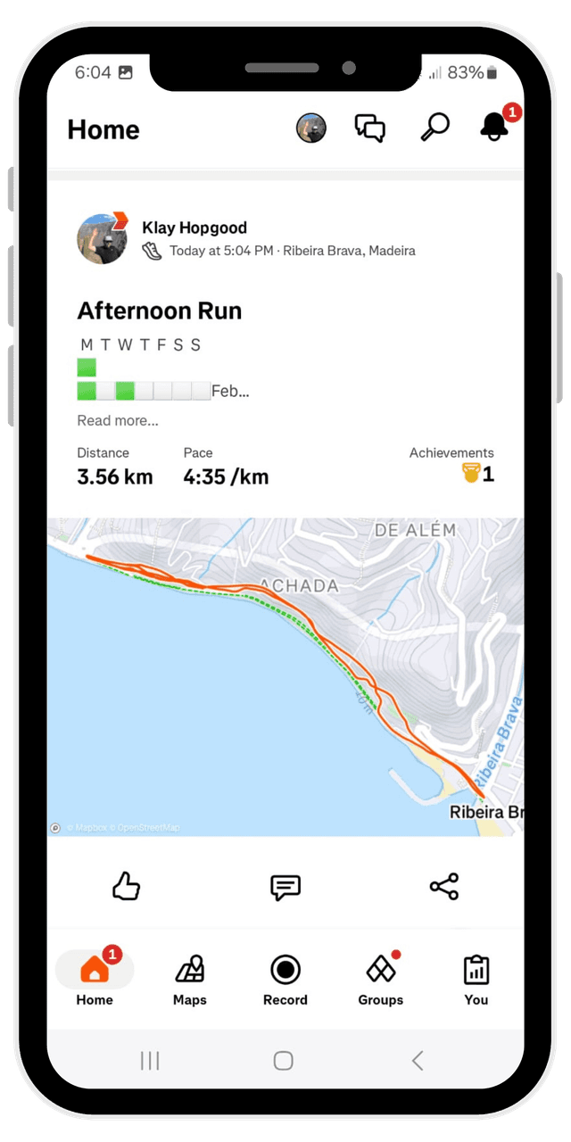 iPhone showing detailed activity stats including power zones and training metrics